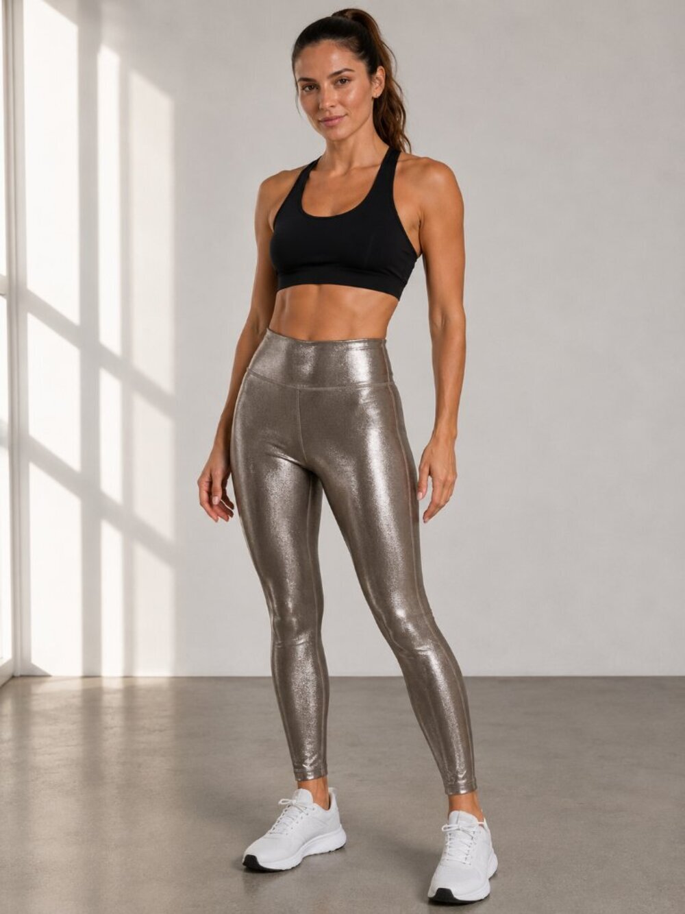 Athleta Elation Shine Tight Metallic Leggings Shimmer Crop